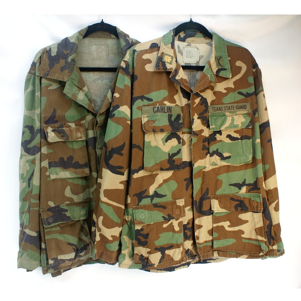 Lot of 2 Vintage 90s US Military BDU Woodland Camo Ripstop Field Jackets Med Reg